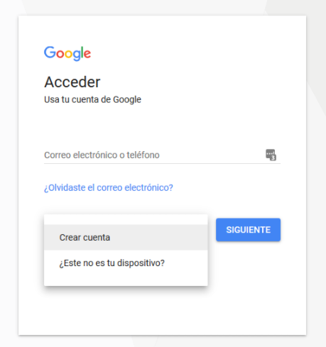 Inicio para acceder a Google Drive