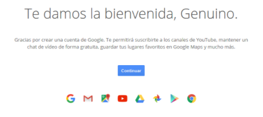 Menú desplegable de los servicios de Google