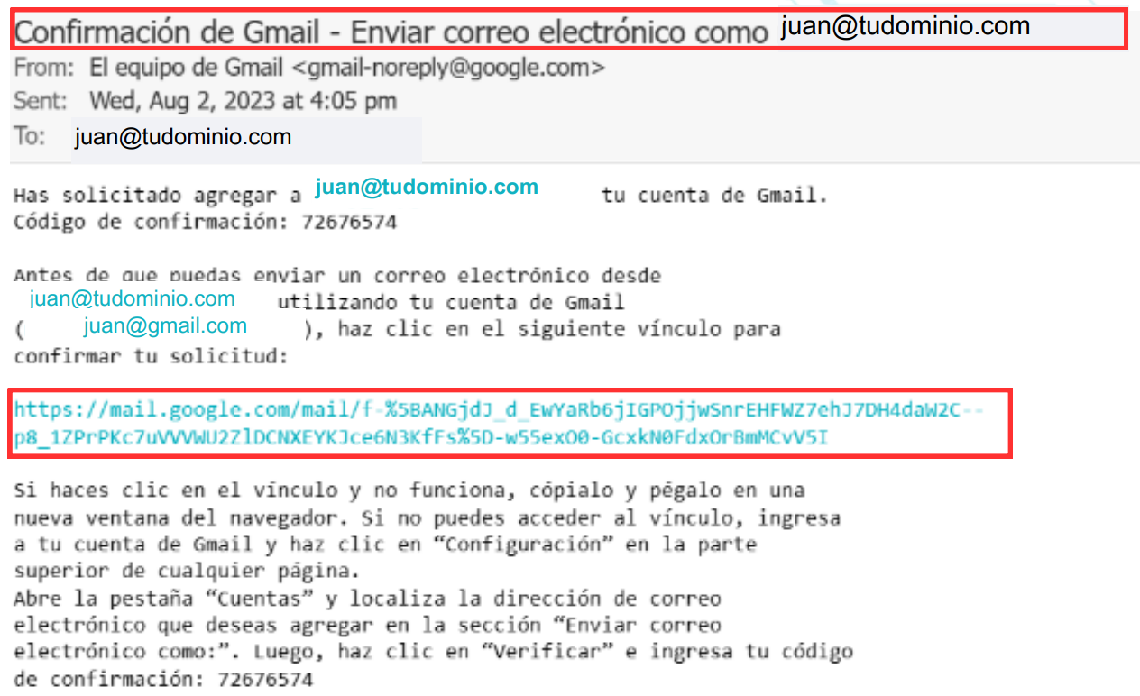 Confirmación de Gmail