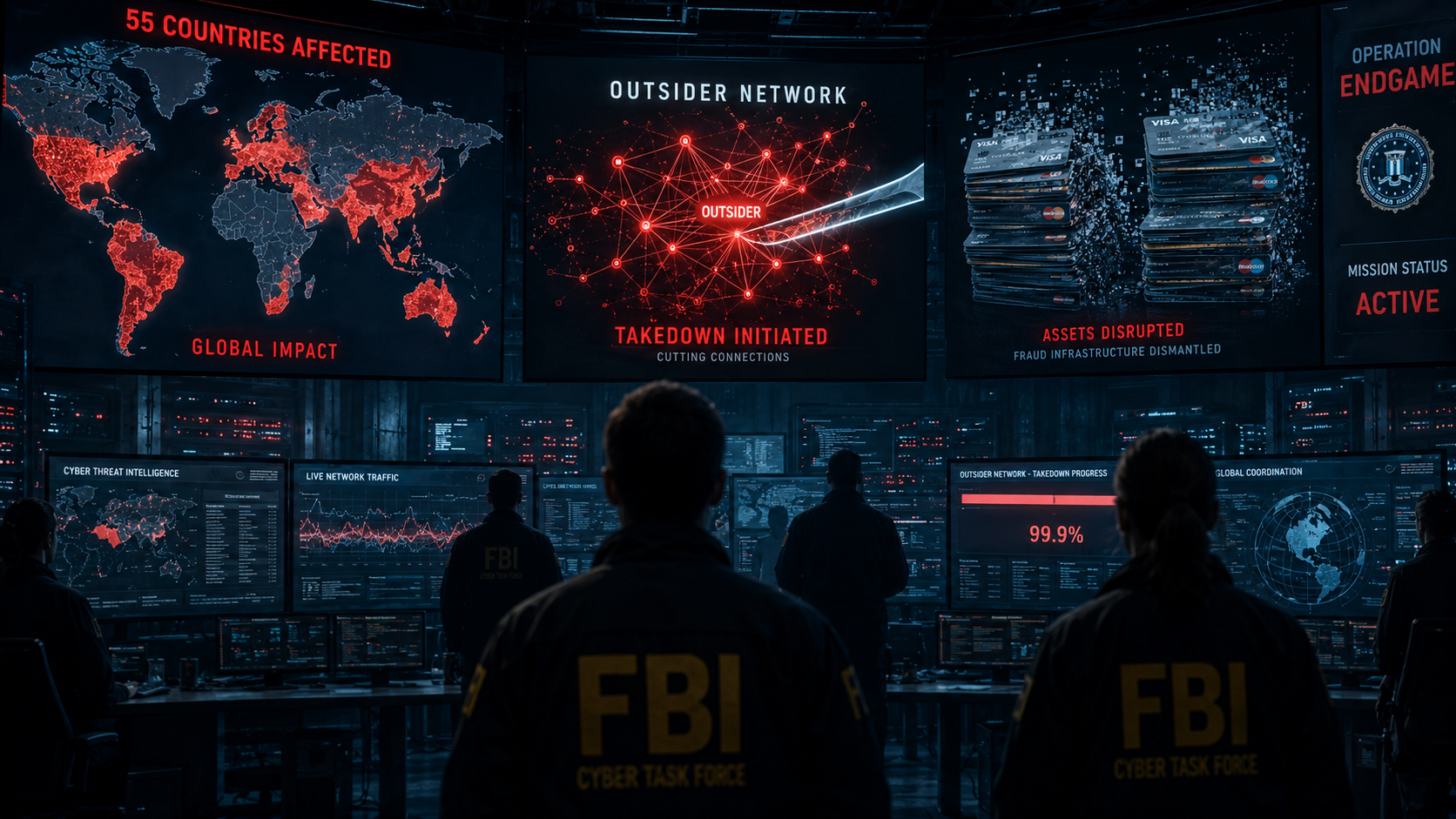 Operación del FBI que desmanteló la red de phishing Outsider responsable de un fraude global de $1.9B.