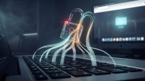 Teclado de Mac con un candado abierto que ilustra cómo Computer History de ChatGPT guarda las memorias sin cifrar.