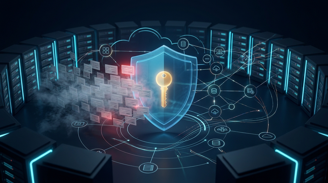Ataque a cuentas root de AWS: candado dorado protegiendo una llave maestra frente a miles de intentos de acceso fallidos.